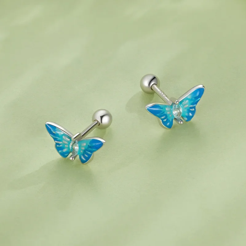 (imagine pentru) Studsuri exquisite în stil Pandora cu fluturi - SCE1571 - Vizualizare 4