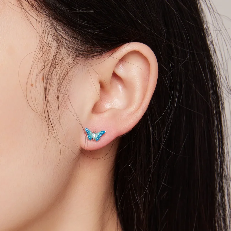 (imagine pentru) Studsuri exquisite în stil Pandora cu fluturi - SCE1571 - Vizualizare 5