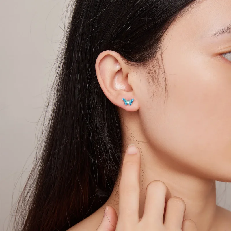 (imagine pentru) Studsuri exquisite în stil Pandora cu fluturi - SCE1571 - Vizualizare 6