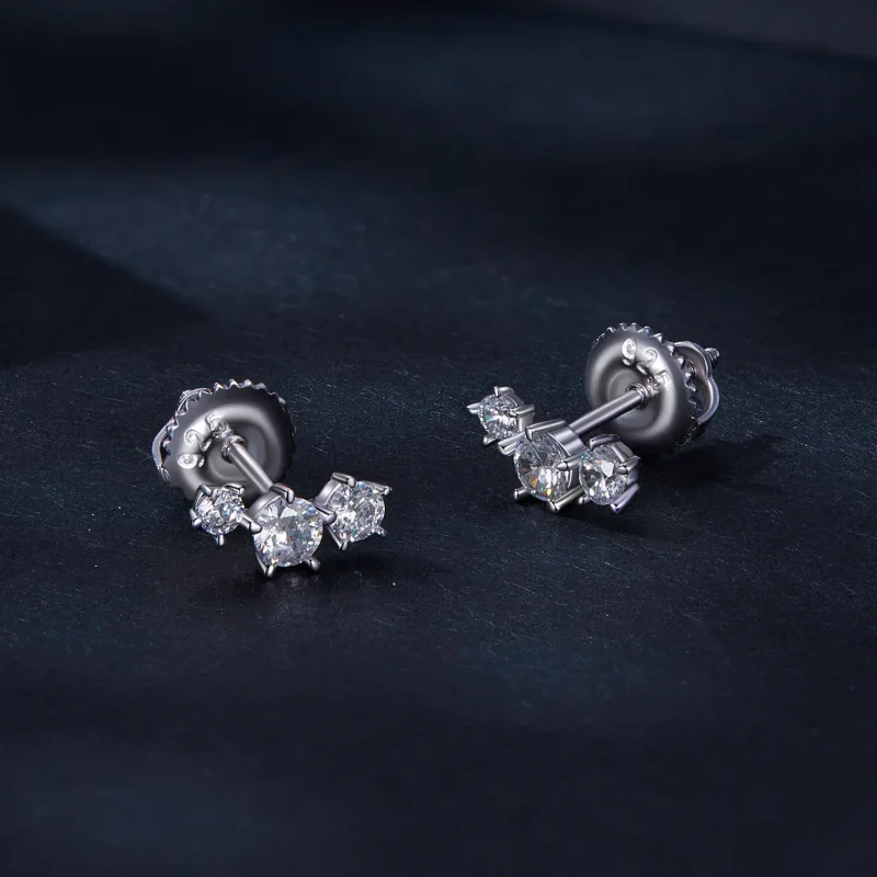 (imagine pentru) Studuri pentru cercei în stil Pandora cu Moissanite (Un certificat) - MSE034 - Vizualizare 2