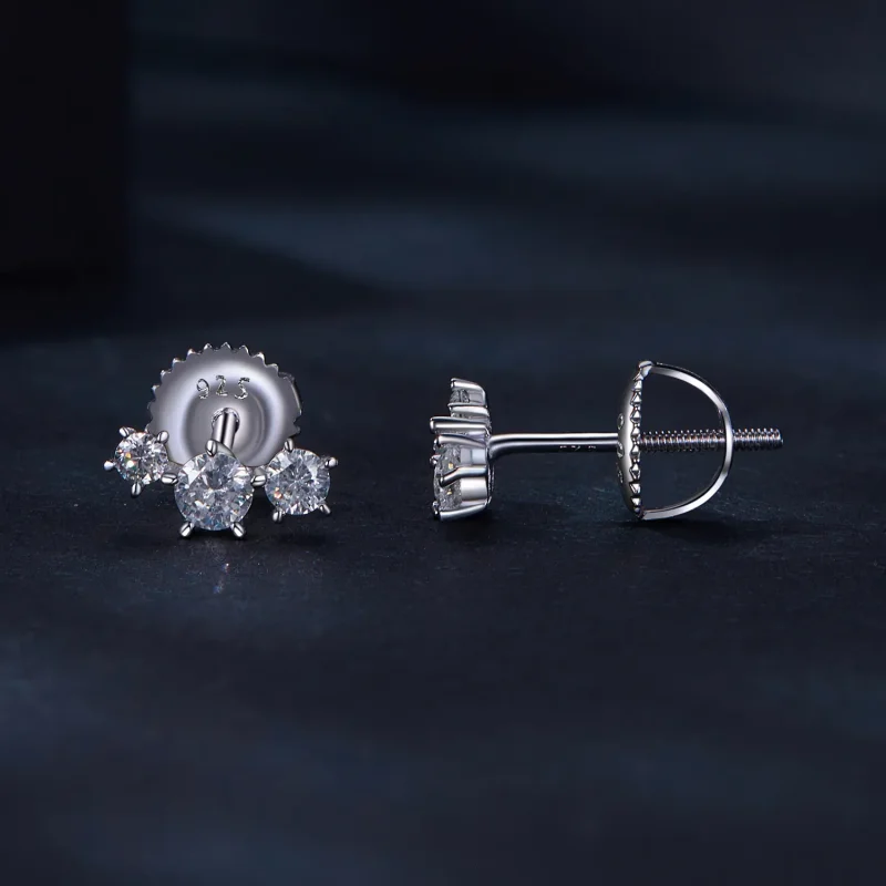 (imagine pentru) Studuri pentru cercei în stil Pandora cu Moissanite (Un certificat) - MSE034 - Vizualizare 3