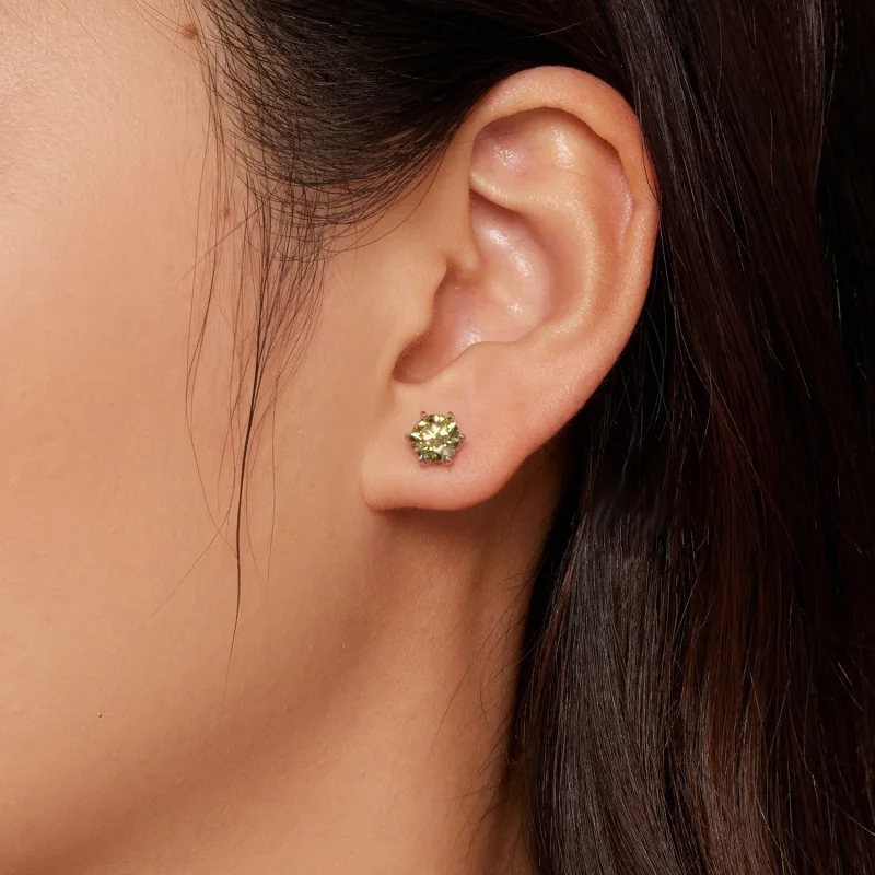 (imagine pentru) Studurile de cercei de tip Pandora cu emerald moissanite - MSE025-LGN - Vizualizare 2