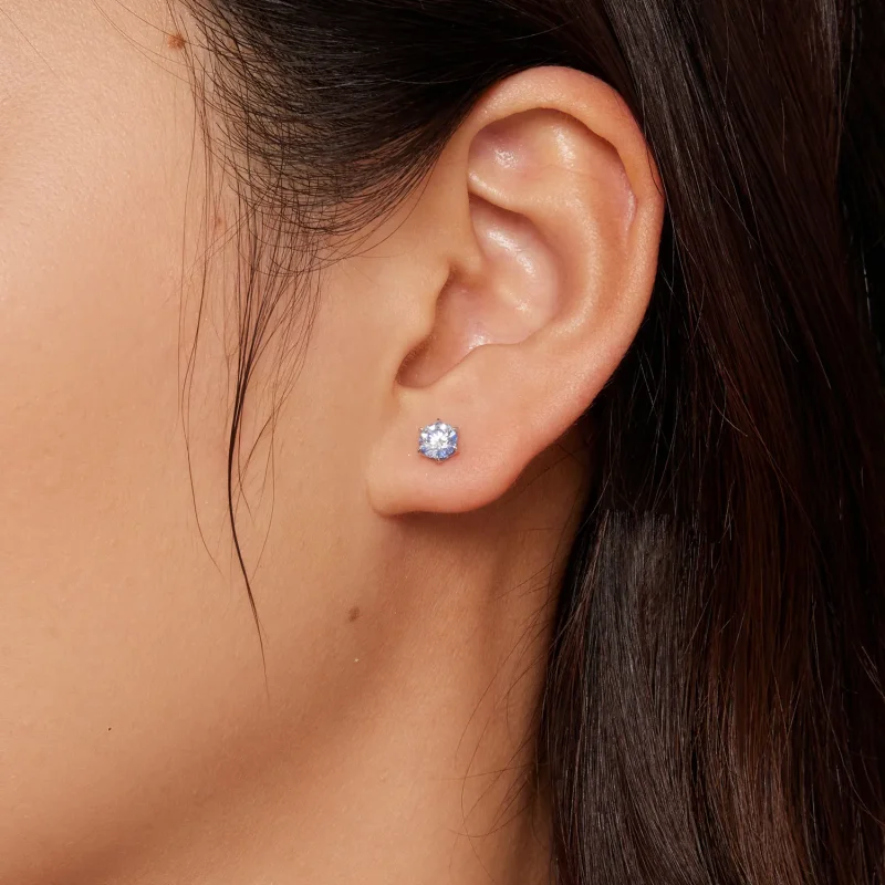 (imagine pentru) Studurile de cercei Pandora Style Aquamarine Moissanite - MSE025-SLB - Vizualizare 3