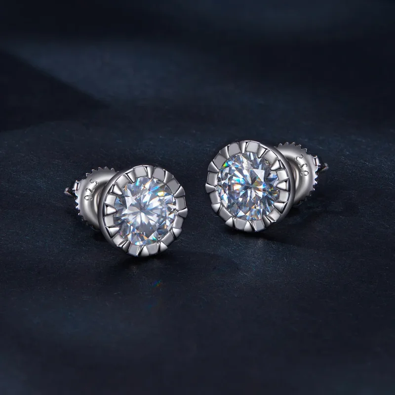 (imagine pentru) Studurile pentru urechi în stilul Pandora cu Moissanite de 1 ct - MSE027 - Vizualizare 2