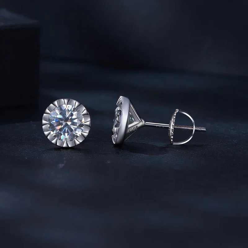 (imagine pentru) Studurile pentru urechi în stilul Pandora cu Moissanite de 1 ct - MSE027 - Vizualizare 3