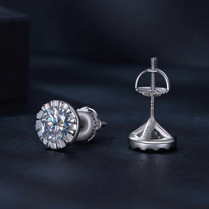 (imagine pentru) Studurile pentru urechi în stilul Pandora cu Moissanite de 1 ct - MSE027 - Vizualizare 4