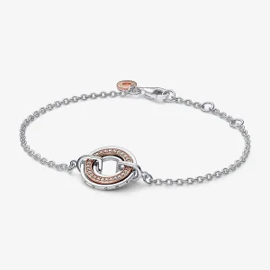 (imagine pentru) Brățară cu lanț pavé și logo Pandora Signature în două tonuri - 582741C01