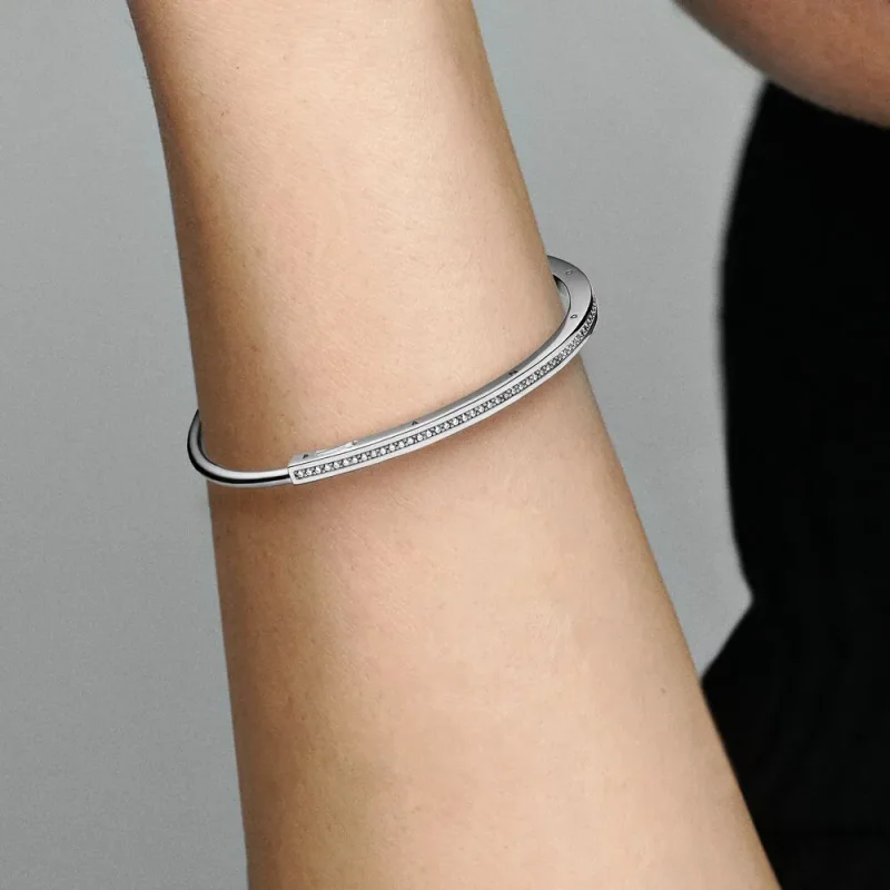 (imagine pentru) Brățară fixă pavé I-D Pandora Signature - 592313C01 - Vizualizare 7