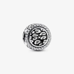 (imagine pentru) Breloc negru din argint sterling cu imprimeu leopard - 792016CZ_E023