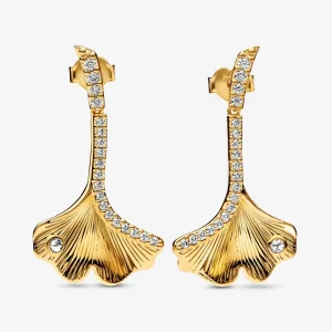 (imagine pentru) Cercei cu picătură Ginkgo placați cu aur de 14k - 262440C01