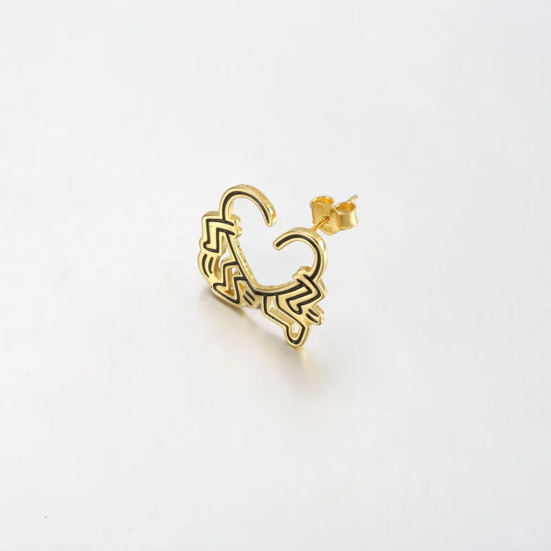 (imagine pentru) Cercel cu știfturi Keith Haring™ x Pandora Walking Heart - 262221C01 - Vizualizare 2