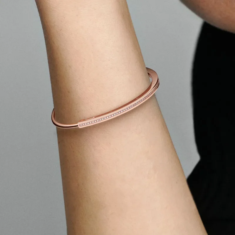 (imagine pentru) Brățară fixă pavé I-D Pandora Signature - 582313C01 - Vizualizare 7