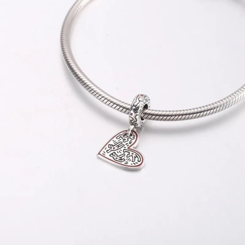 (imagine pentru) Charm Keith Haring™ x Pandora Line Art People Heart Dangle - 792215C01 - Vizualizare 4