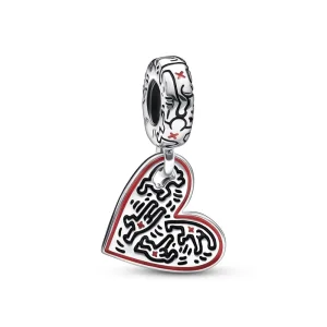(imagine pentru) Charm Keith Haring™ x Pandora Line Art People Heart Dangle - 792215C01