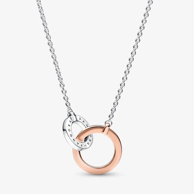 (imagine pentru) Colier cu cercuri împletite în două tonuri Signature Pandora - 382778C01 - Vizualizare 2