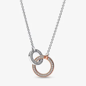 (imagine pentru) Colier cu cercuri împletite în două tonuri Signature Pandora - 382778C01