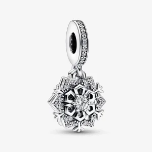 (imagine pentru) Talisman de tip pandantiv dublu cu fulg de nea strălucitor - 792355C01