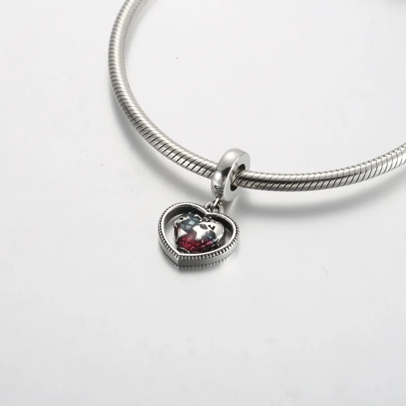 (imagine pentru) Familie Spinning Heart Globe Dangle Charm - 792240C01 - Vizualizare 4