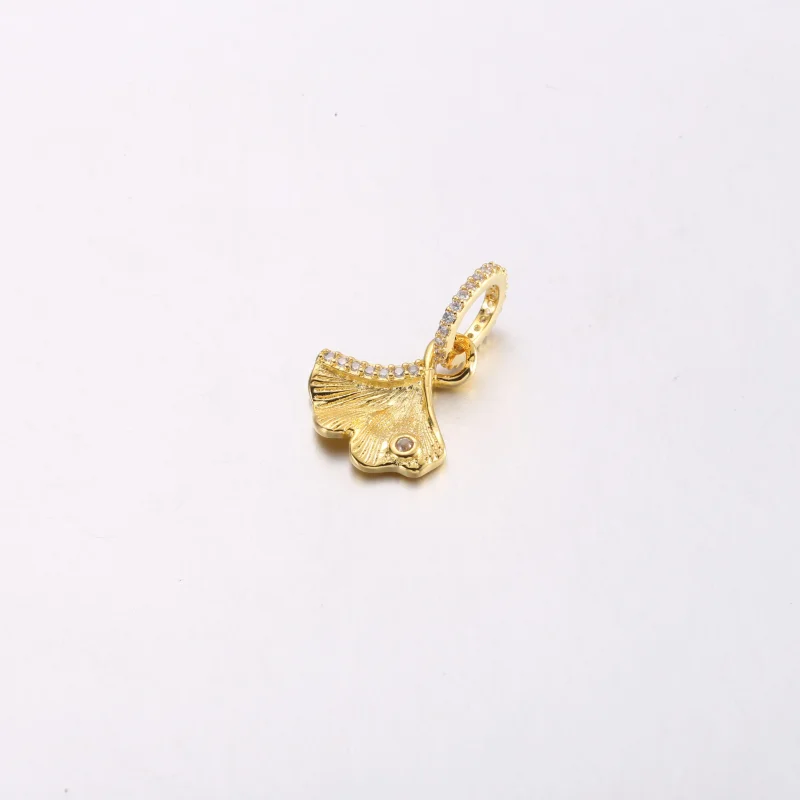 (imagine pentru) Ginkgo placat cu aur de 14k, cu zirconiu cubic transparent - 762428C01 - Vizualizare 2