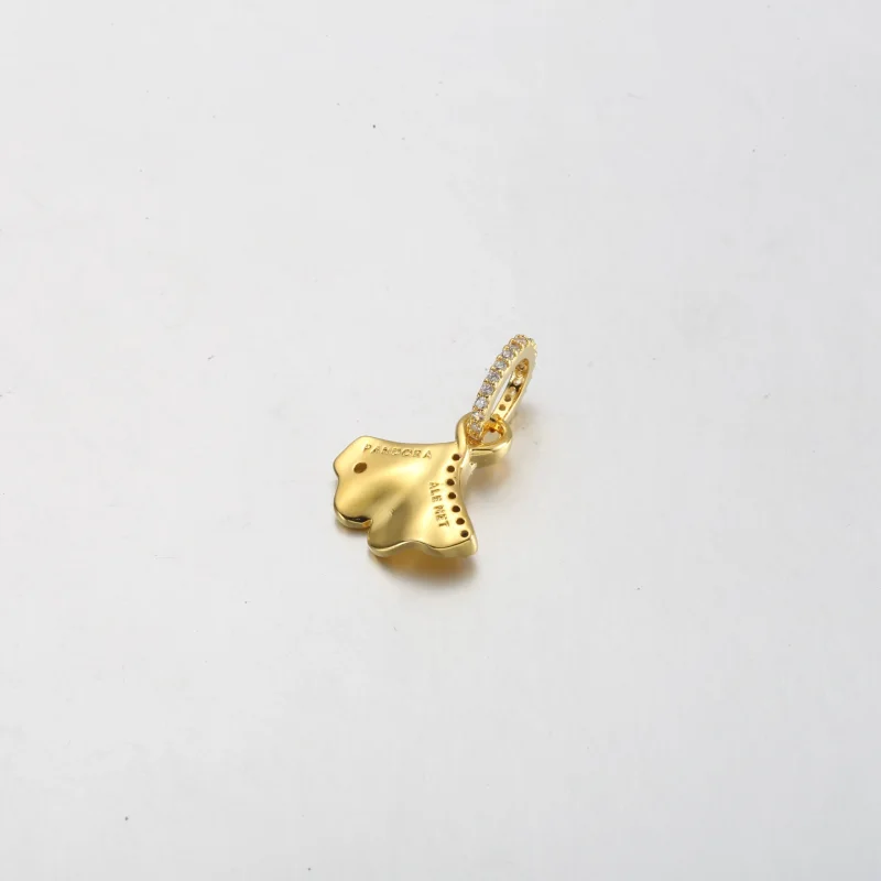 (imagine pentru) Ginkgo placat cu aur de 14k, cu zirconiu cubic transparent - 762428C01 - Vizualizare 3