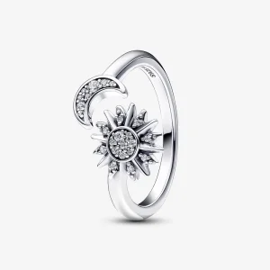 (imagine pentru) Inel deschis soare și lună din argint sterling - 192845C01
