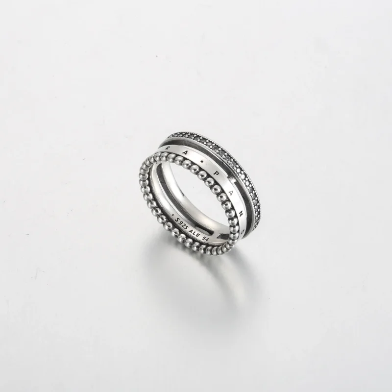 (imagine pentru) Inel pavé și cu mărgele cu logo Pandora Signature - 192312C01 - Vizualizare 5