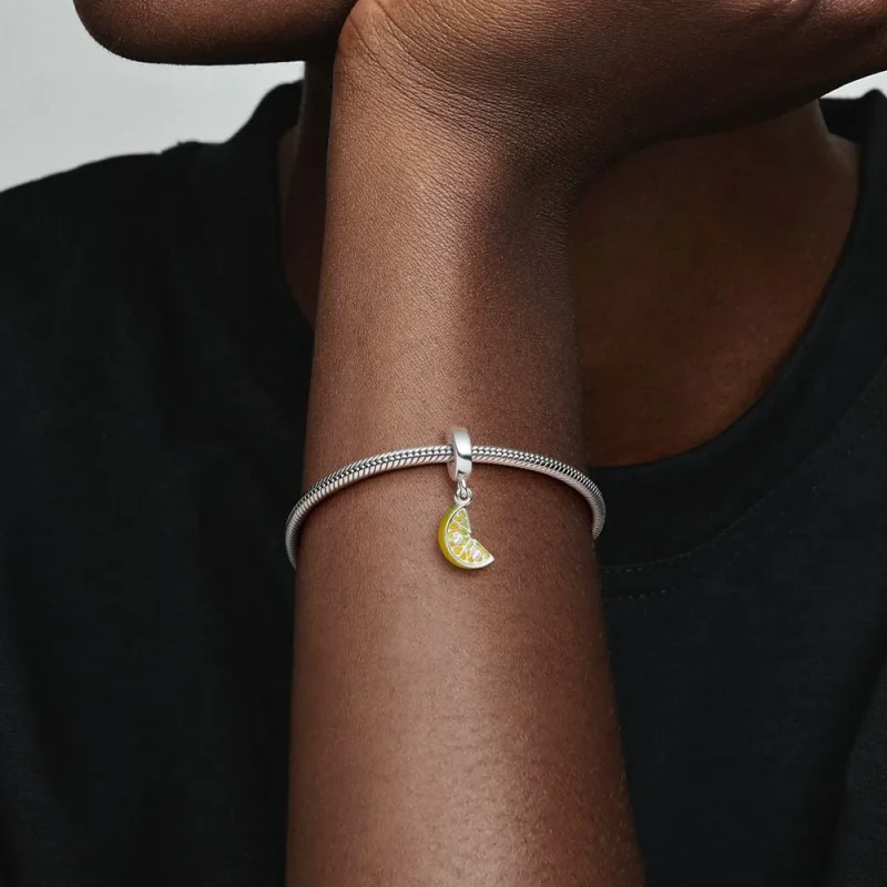 (imagine pentru) Lemon Slice Sparkling Fruit Dangle Charm - 791696C01 - Vizualizare 5