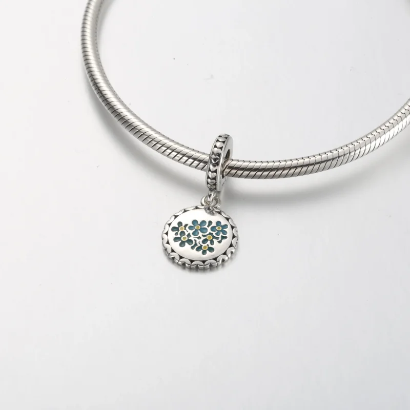 (imagine pentru) Charm albastru cu flori de nu mă uita - 792018C00_E031 - Vizualizare 4