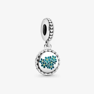 (imagine pentru) Charm albastru cu flori de nu mă uita - 792018C00_E031