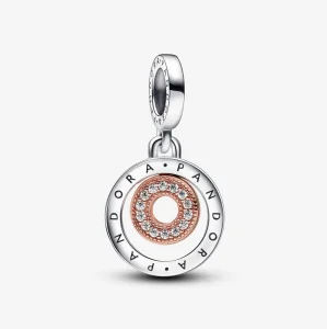 (imagine pentru) Charm cu cercuri cu logo Pandora în două tonuri - 782287C01