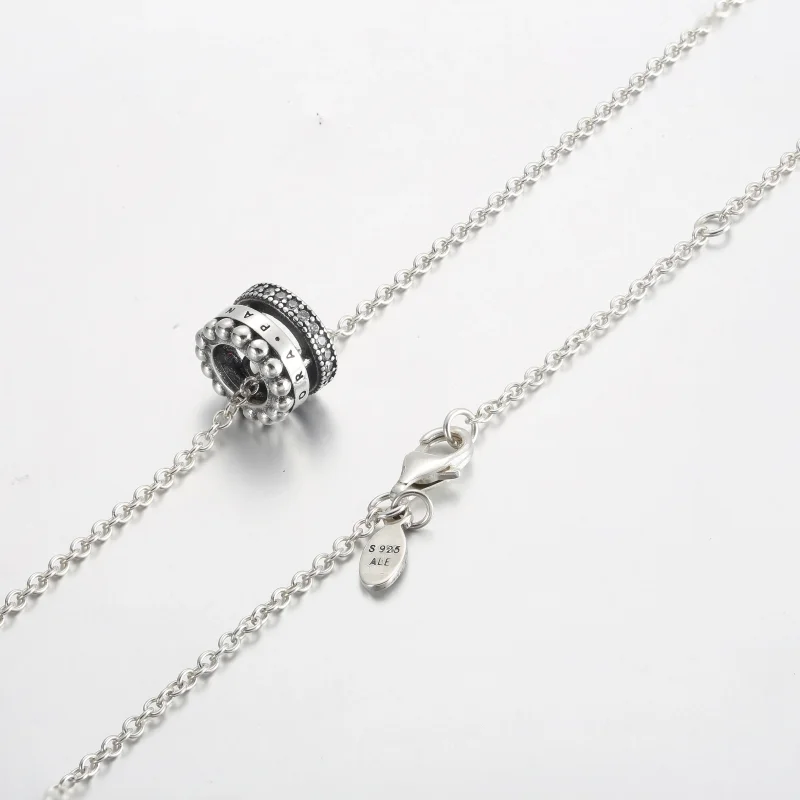 (imagine pentru) Pandantiv și colier Pandora Signature Logo Pavé și margele - 392311C01 - Vizualizare 4