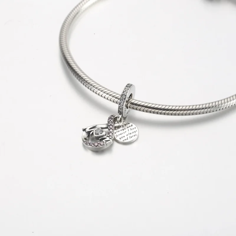 (imagine pentru) Talisman de tip pandantiv dublu infinit Mum tip pavé - 791468C01 - Vizualizare 4