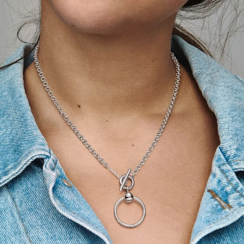 (imagine pentru) Pandora Moments O Colier T-bar pendant - 391157C00 - Vizualizare 6