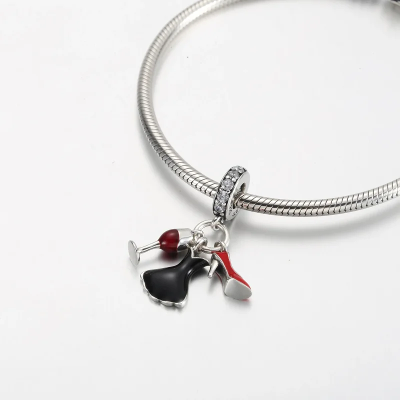 (imagine pentru) PANDORA Pahar de vin tocuri înalte pandantiv rochie neagră - P-D-3785 - Vizualizare 3