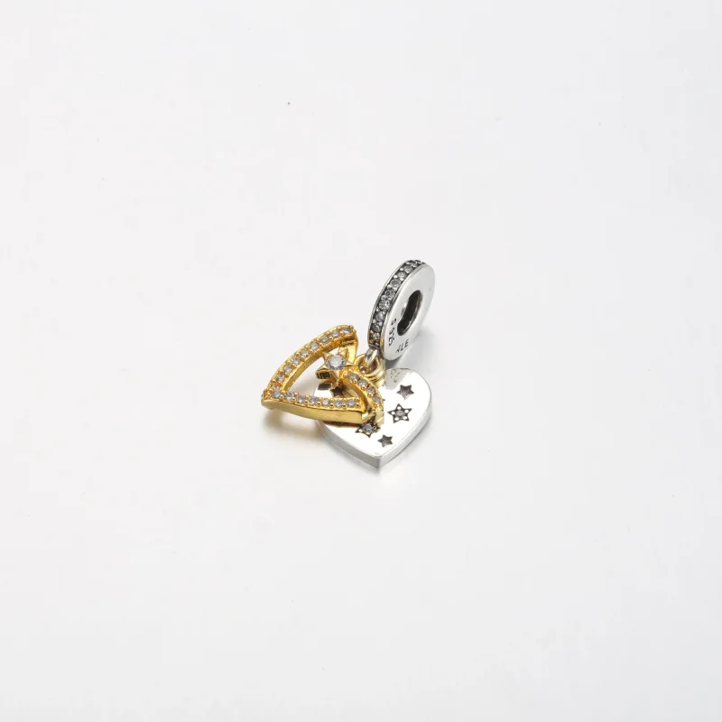 (imagine pentru) Charm dublu cu inimi de stea căzătoare - 762203C01 - Vizualizare 2