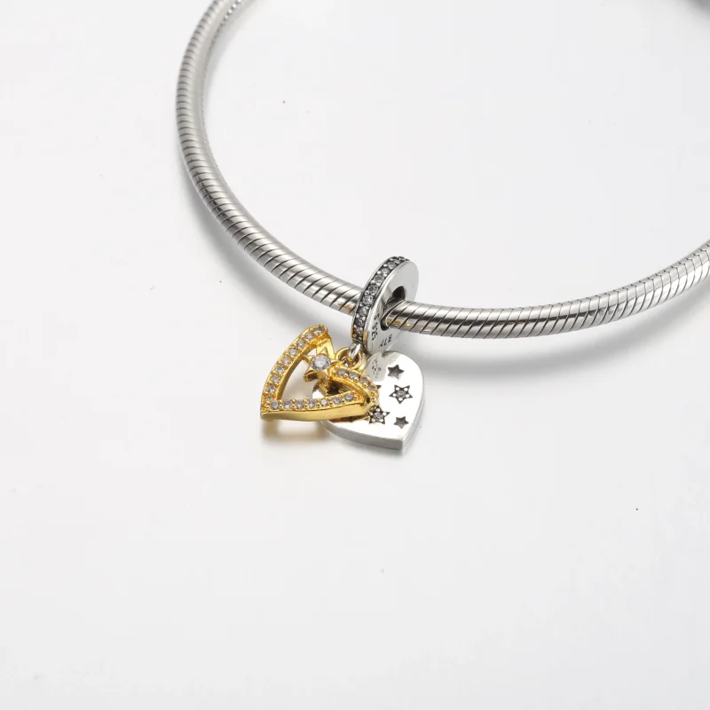 (imagine pentru) Charm dublu cu inimi de stea căzătoare - 762203C01 - Vizualizare 4