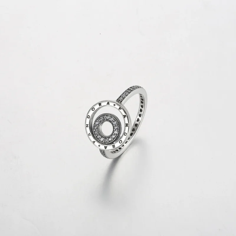 (imagine pentru) Pandora Signature Logo Circles Pavé Inel - 192316C01 - Vizualizare 2
