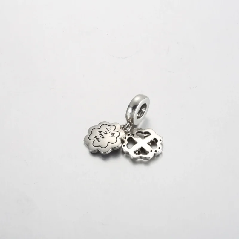 (imagine pentru) Talisman de tip pandantiv dublu Prietenie Trifoi cu patru foi - 792245C01 - Vizualizare 3