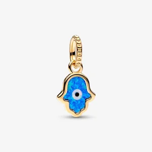 (imagine pentru) Talisman de tip pandantiv cu mână Hamsa albastru opalescent - 762699C01