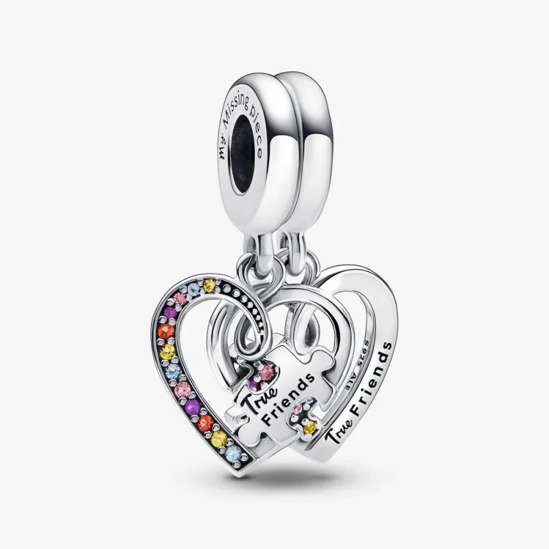 (imagine pentru) Talisman de tip pandantiv dedicat tematicii prieteniei, cu inimioare și piese de puzzle - 792239C01