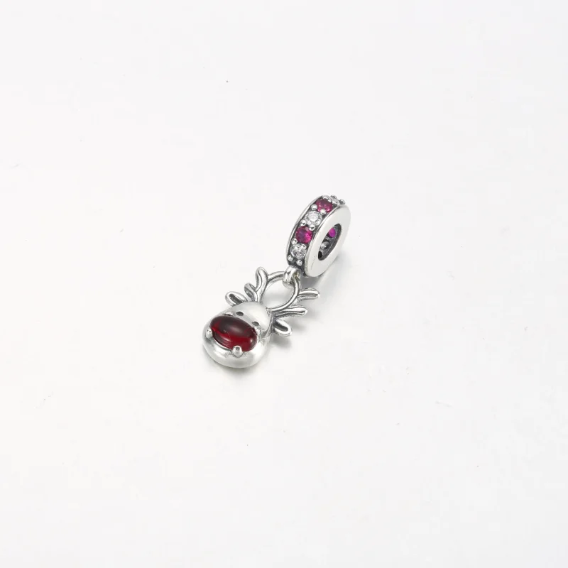 (imagine pentru) Talisman de tip pandantiv din sticlă de Murano cu ren cu nas roșu - 792330C01 - Vizualizare 2