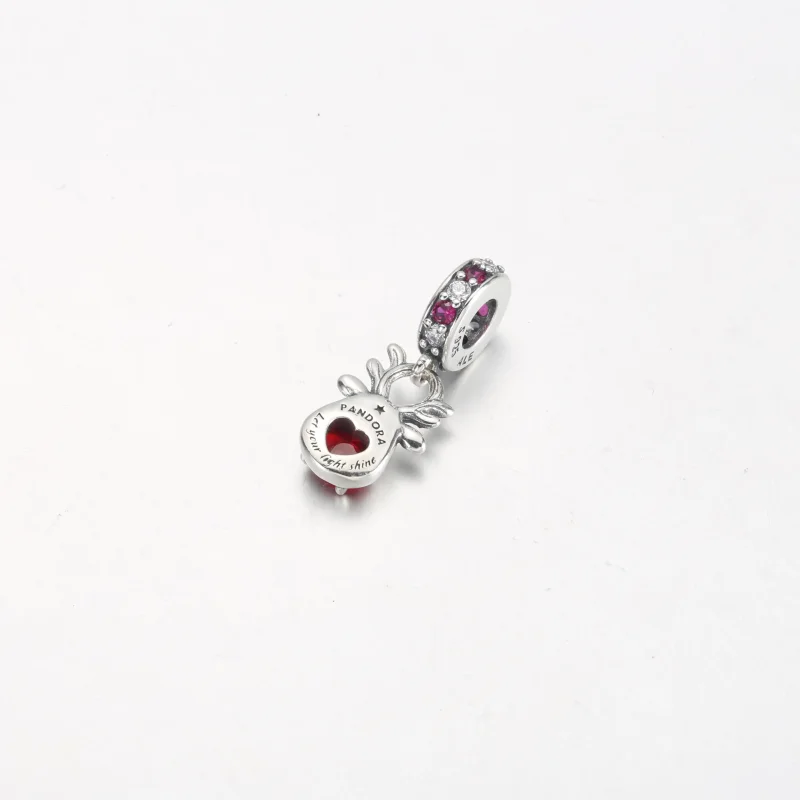 (imagine pentru) Talisman de tip pandantiv din sticlă de Murano cu ren cu nas roșu - 792330C01 - Vizualizare 3