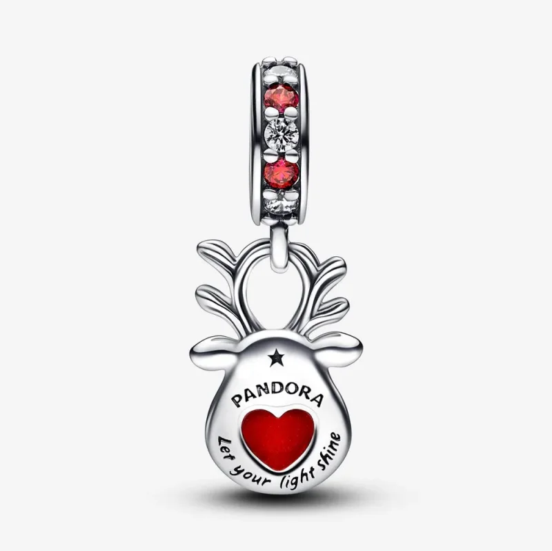 (imagine pentru) Talisman de tip pandantiv din sticlă de Murano cu ren cu nas roșu - 792330C01 - Vizualizare 5