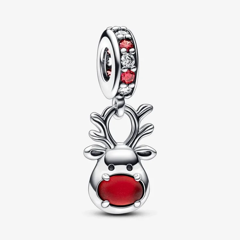 (imagine pentru) Talisman de tip pandantiv din sticlă de Murano cu ren cu nas roșu - 792330C01