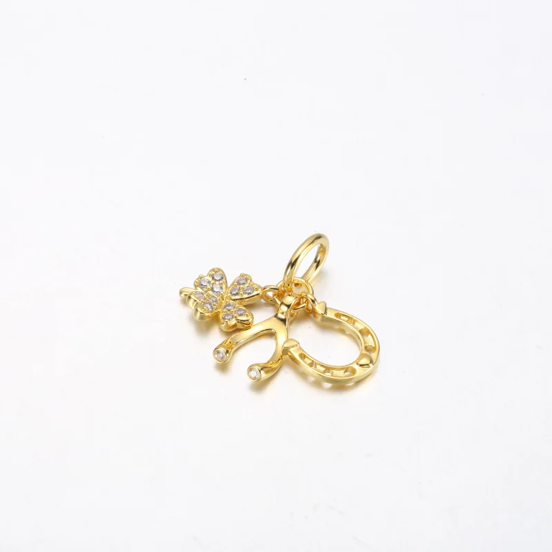 (imagine pentru) Trifoi norocos, Wishbone & Horseshoe Dangle Charm - 752337c01 - Vizualizare 2