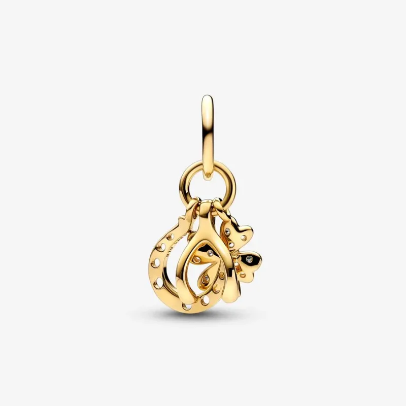 (imagine pentru) Trifoi norocos, Wishbone & Horseshoe Dangle Charm - 752337c01 - Vizualizare 5