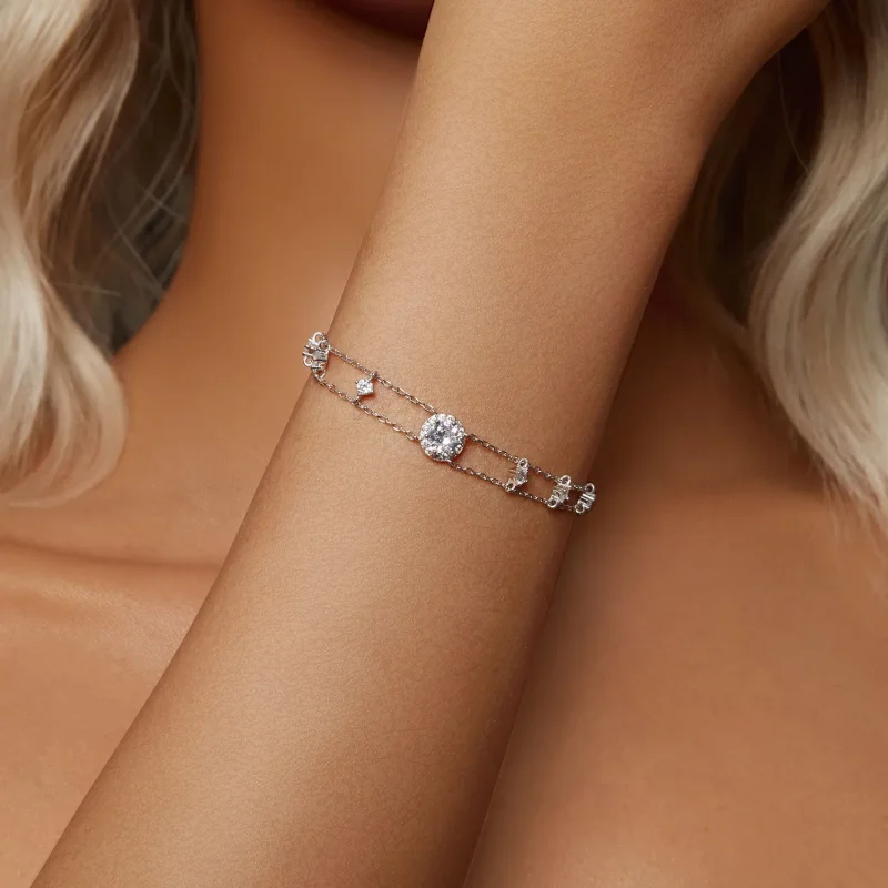 (imagine pentru) Brățară Moissanite Sparkling Stil PANDORA (Un Certificat) - MSB013 - Vizualizare 5