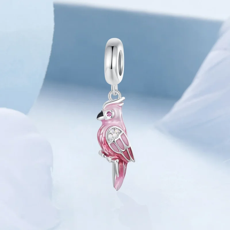 (imagine pentru) Breloc Papagal Roz Stil PANDORA - BSC971 - Vizualizare 2