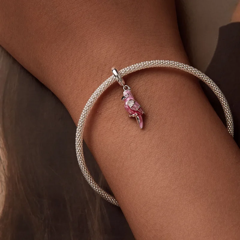 (imagine pentru) Breloc Papagal Roz Stil PANDORA - BSC971 - Vizualizare 6