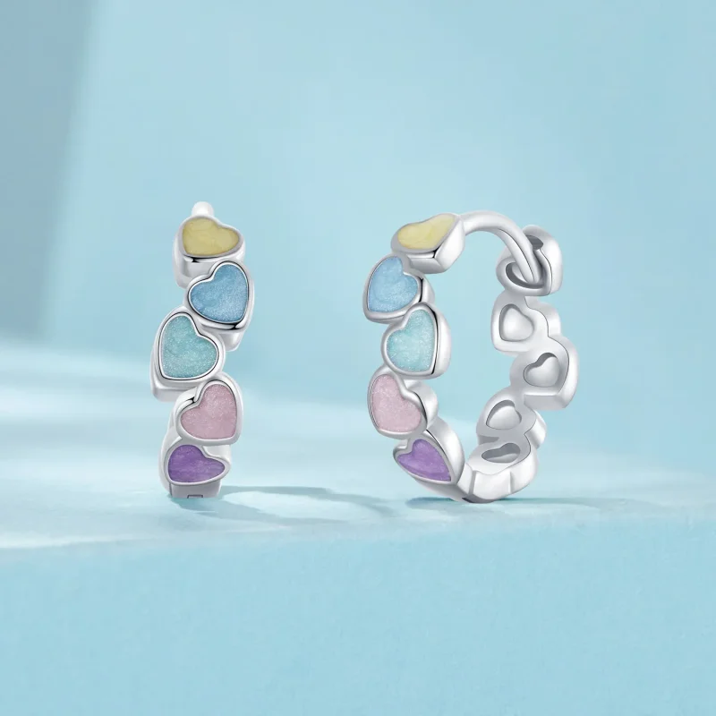 (imagine pentru) Cercei colorati cu dopamina in stil PANDORA - SCE1694 - Vizualizare 2